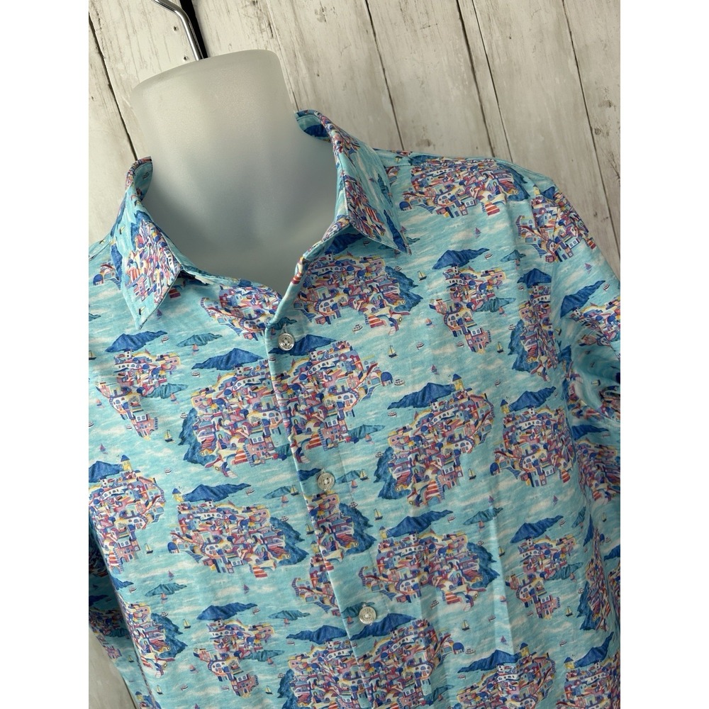 Men's Michael's Swimwear Polo Shirt Santorini Multicolor Pima Cotton Riveria XL